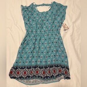 Pink Republic Blue Dress with White and Red Patterns XL NWT